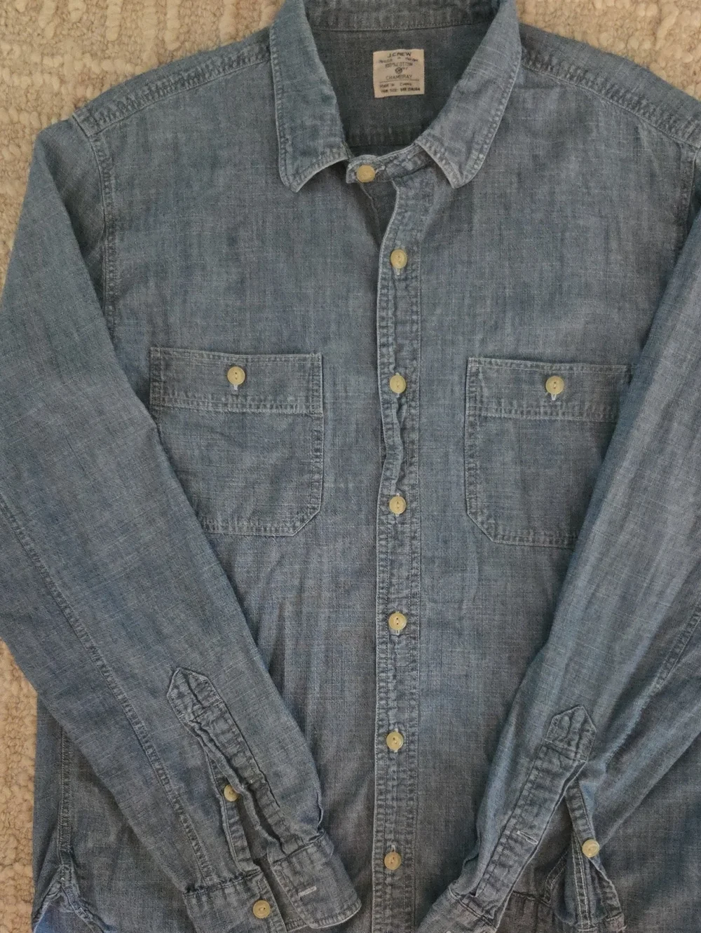 J.Crew Men M Heritage Cotton Chambray Utility Work Shirt Medium